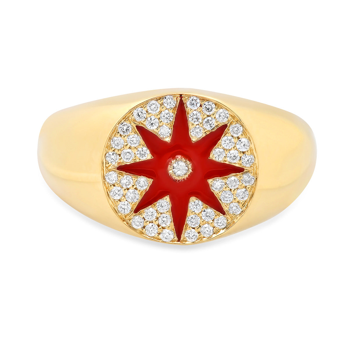 Enamel Star Signet Ring 18K Yellow Gold & Diamonds | Colette Jewelry
