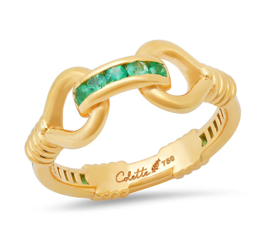 Toi et Moi Double-Knot Ring in 18K Gold with Emerald | Colette Jewelry
