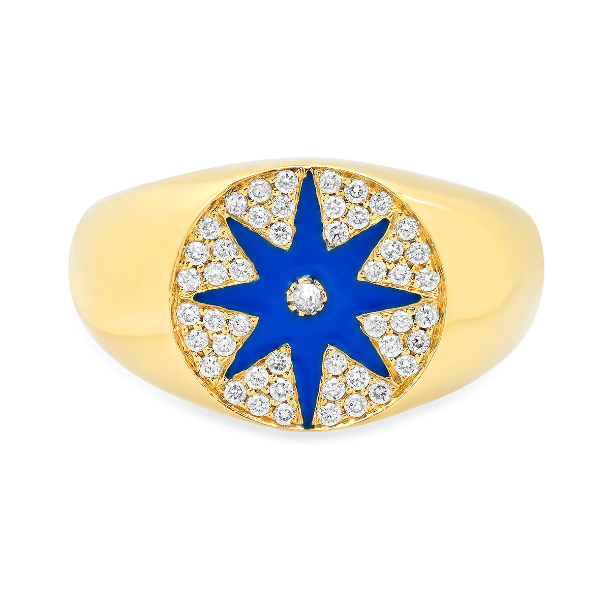 Enamel Star Signet Ring 18K Yellow Gold & Diamonds | Colette Jewelry