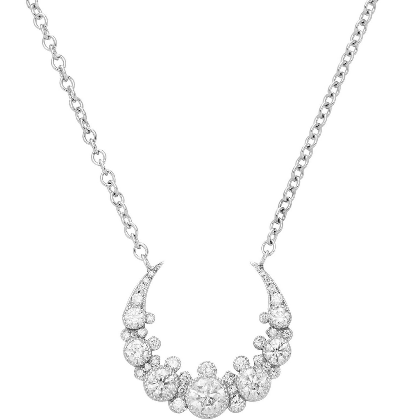 Medium Moon Pendant | 18K White Gold & Diamond Necklace | Colette Jewelry