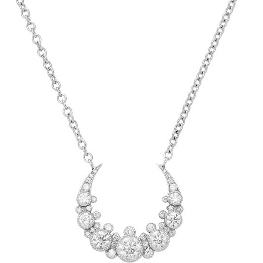 Medium Moon Pendant | 18K White Gold & Diamond Necklace | Colette Jewelry