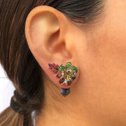 Rainbow Rose Studs | 18K Gold Diamond Earrings | Colette Jewelry