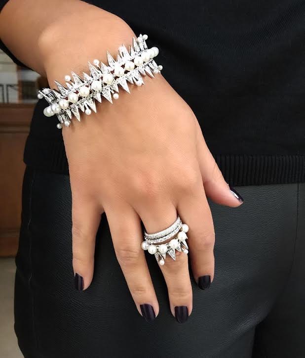 Pearl Spike Cuff Bracelet in 18K Gold | Colette Jewelry